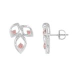 ETERNAL BLUSH COLLECTION LADIES EARRINGS 1/2CT ROUND DIAMOND 14K WHITE GOLD (CENTER STONE PINK ROUND DIAMOND 1/3CT) - Image 2