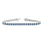 14K WHITE GOLD 5 3/4CT ROUND/ROUND BLUE SAPPHIRE DIAMOND LADIES BRACELET