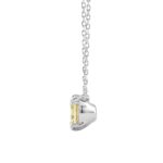 14K WHITE GOLD 1.00CT CUSHION YELLOW DIAMOND LADIES PENDANT - Image 2