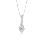 14K WHITE GOLD 1.00CT ROUND/BAGUETTE/KITE DIAMOND LADIES PENDANT WITH CHAIN