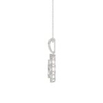 14K WHITE GOLD 1.00CT ROUND/BAGUETTE/KITE DIAMOND LADIES PENDANT WITH CHAIN - Image 2