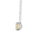 14K WHITE GOLD 1.00CT YELLOW CUSHION DIAMOND LADIES PENDANT - Image 2