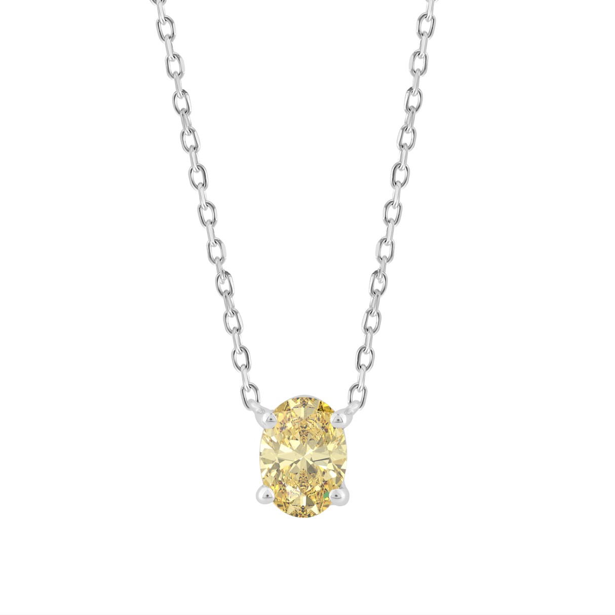 14K WHITE GOLD 1.00CT YELLOW OVAL DIAMOND LADIES PENDANT 1 14K WHITE GOLD 1.00CT YELLOW OVAL DIAMOND LADIES PENDANT - Image 1