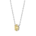 14K WHITE GOLD 1.00CT YELLOW OVAL DIAMOND LADIES PENDANT - Image 3
