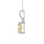 14K WHITE GOLD CRAFTED WITH 18K YELLOW GOLD BACK PLATE 1 1/2CT ROUND/YELLOW EMERALD DIAMOND LADIES PENDANT WITH CHAIN - Image 2