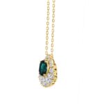 14K YELLOW GOLD 1.00CT ROUND/MARQUISE/OVAL DIAMOND LADIES PENDANT WITH CHAIN (CENTER STONE EMERALD OVAL DIAMOND 1 1/4CT) - Image 3