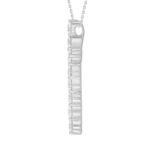 LADIES CROSS PENDANT WITH CHAIN 3CT ROUND DIAMOND 14K WHITE GOLD - Image 2
