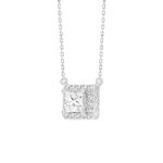LADIES NECKLACE 1CT ROUND/PRINCESS DIAMOND 14K WHITE GOLD (CENTER STONE PRINCESS DIAMOND 3/4CT ) - Image 3