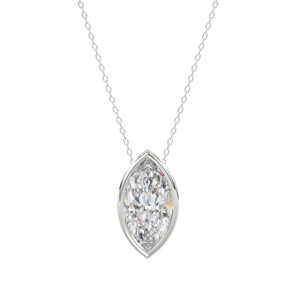 LADIES SOLITAIRE PENDANT 3CT MARQUISE DIAMOND 14K WHITE GOLD 1 LADIES SOLITAIRE PENDANT 3CT MARQUISE DIAMOND 14K WHITE GOLD - Image 1