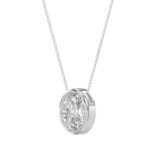 LADIES SOLITAIRE PENDANT 3CT OVAL DIAMOND 14K WHITE GOLD - Image 3