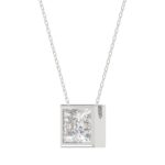 LADIES SOLITAIRE PENDANT 3CT PRINCESS DIAMOND 14K WHITE GOLD - Image 3