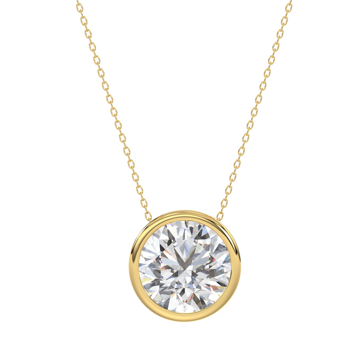 LADIES SOLITAIRE PENDANT 3CT ROUND DIAMOND 14K YELLOW GOLD 1 LADIES SOLITAIRE PENDANT 3CT ROUND DIAMOND 14K YELLOW GOLD - Image 1