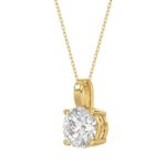 LADIES SOLITAIRE PENDANT 3CT ROUND DIAMOND 14K YELLOW GOLD WITH CHAIN - Image 3