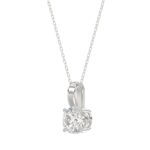 LADIES SOLITAIRE PENDANT WITH CHAIN 1CT ROUND DIAMOND 14K WHITE GOLD (CENTER STONE ROUND DIAMOND 1CT ) - Image 3