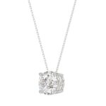 LADIES SOLITAIRE PENDANT WITH UNDER-PASS CHAIN 1 1/2CT ROUND DIAMOND 14K WHITE GOLD - Image 3
