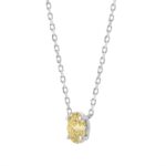 14K WHITE GOLD 1.00CT YELLOW OVAL DIAMOND LADIES PENDANT - Image 3