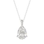 LADIES SOLITAIRE PENDANT 4CT PEAR DIAMOND 14K WHITE GOLD