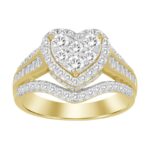 LADIES RING 1.00CT ROUND/BAGUETTE DIAMOND 10K YELLOW GOLD