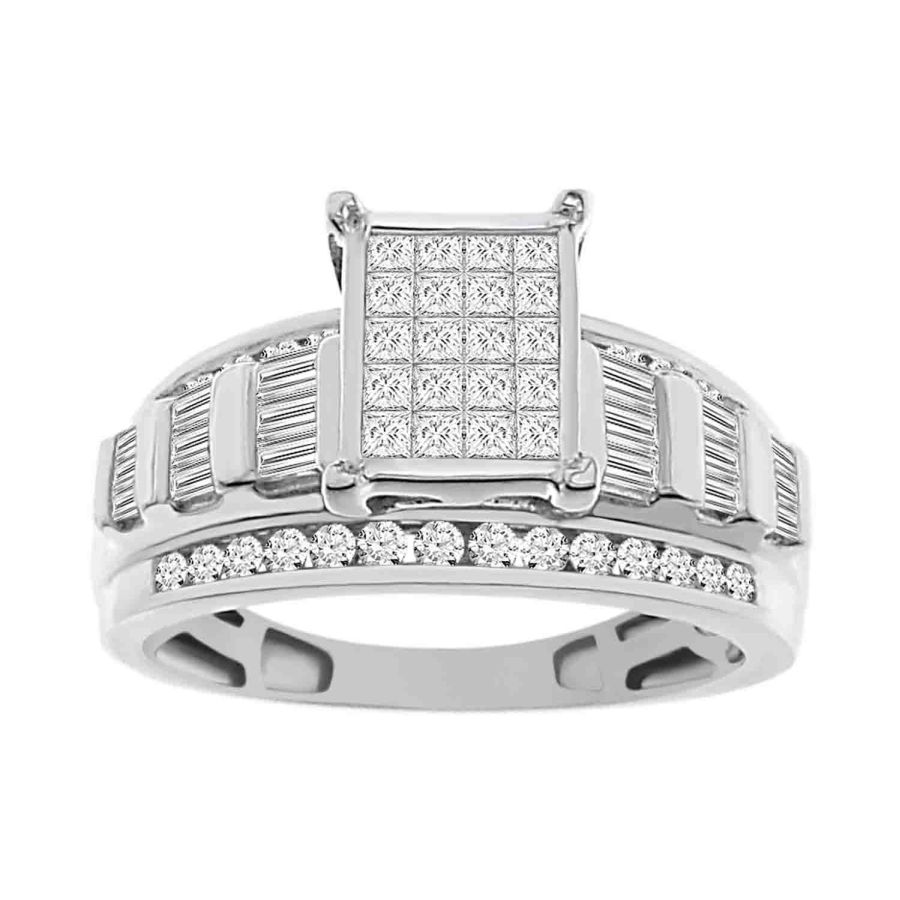 LADIES RING 1.00CT ROUND/PRINCESS/BAGUETTE DIAMOND 10K WHITE GOLD 1 LADIES RING 1.00CT ROUND/PRINCESS/BAGUETTE DIAMOND 10K WHITE GOLD - Image 1