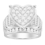 LADIES RING 3.00CT ROUND/BAGUETTE DIAMOND 10K WHITE GOLD