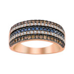 LADIES BAND 1.00CT ROUND/BLUE DIAMOND/DARK BROWN DIAMOND 14K ROSE GOLD