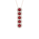 LADIES PENDANT 1.80CT ROUND/RUBY ROUND DIAMOND 14K ROSE GOLD (ROUND RUBY 1.40CT)