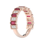 LADIES BAND 1.30CT ROUND/BAGUETTE RUBY DIAMOND 14K ROSE GOLD - Image 3
