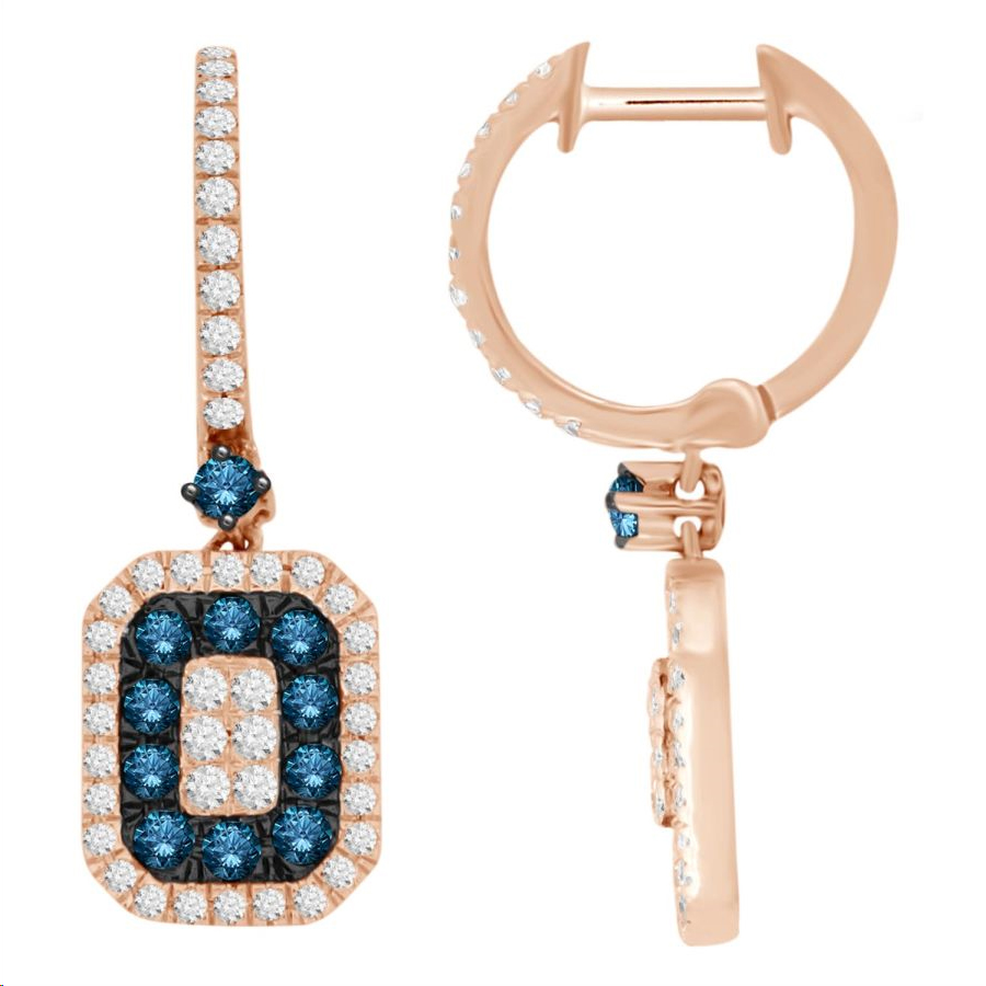 LADIES EARRING 1.40CT BLUE SAPPHIRE/DARK BROWN DIAMOND 14K ROSE GOLD 1 LADIES EARRING 1.40CT BLUE SAPPHIRE/DARK BROWN DIAMOND 14K ROSE GOLD - Image 1