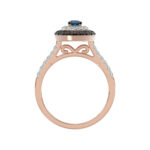 LADIES RING 0.55CT ROUND/ROUND BLUE/DARK BROWN DIAMOND 14K ROSE GOLD - Image 2