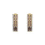 LADIES HOOPS EARRING 1.50CT ROUND/ROUND DARK BROWN DIAMOND 14K YELLOW GOLD