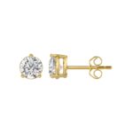 14K YELLOW GOLD 2CT ROUND DIAMOND LADIES SOLITAIRE EARRINGS - Image 2