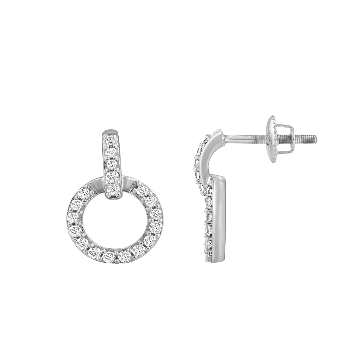 LADIES EARRINGS 0.20CT ROUND DIAMOND 10K WHITE GOLD 1 LADIES EARRINGS 0.20CT ROUND DIAMOND 10K WHITE GOLD - Image 1