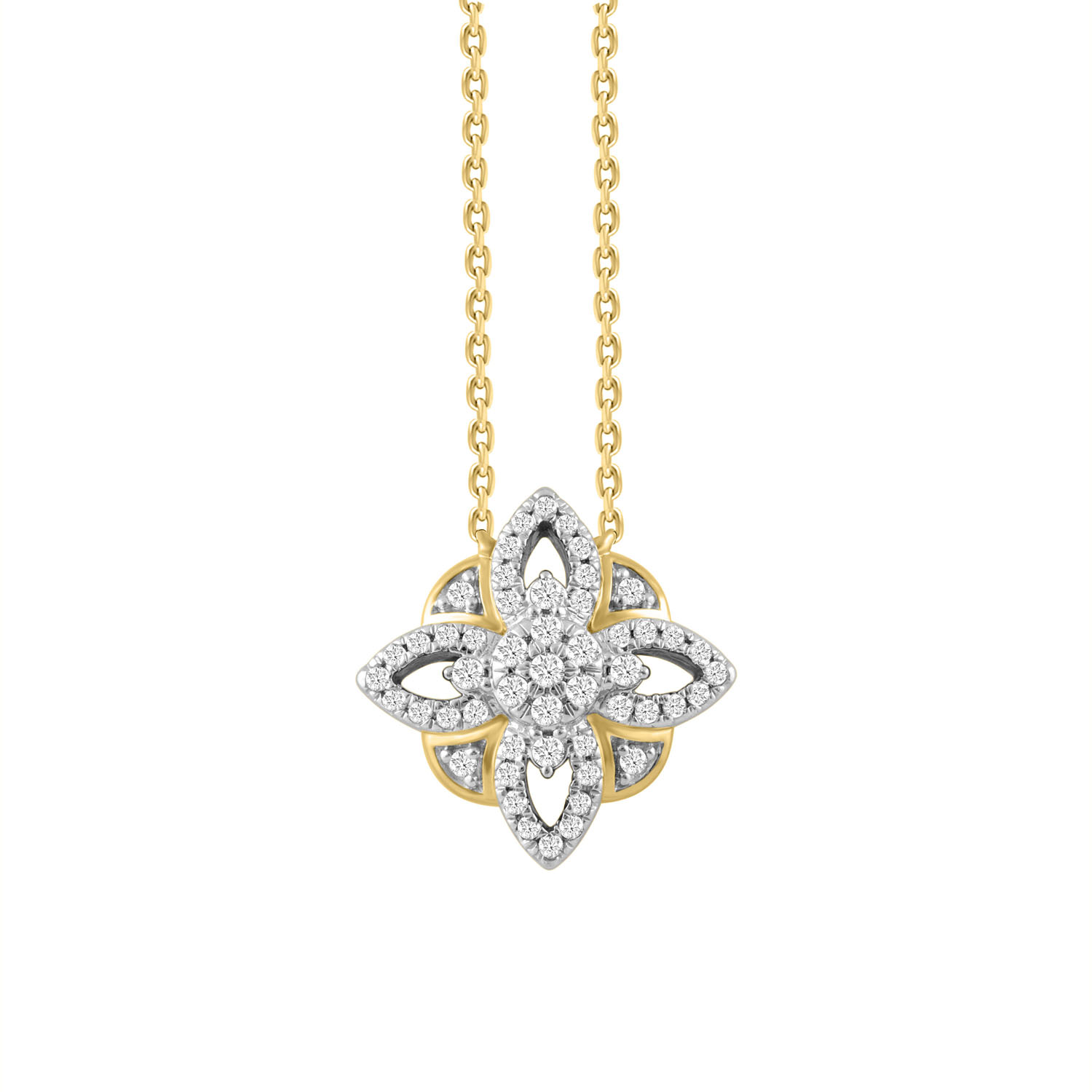 LADIES NECKLACE 0.25CT ROUND DIAMOND 10K YELLOW GOLD 1 LADIES NECKLACE 0.25CT ROUND DIAMOND 10K YELLOW GOLD - Image 1