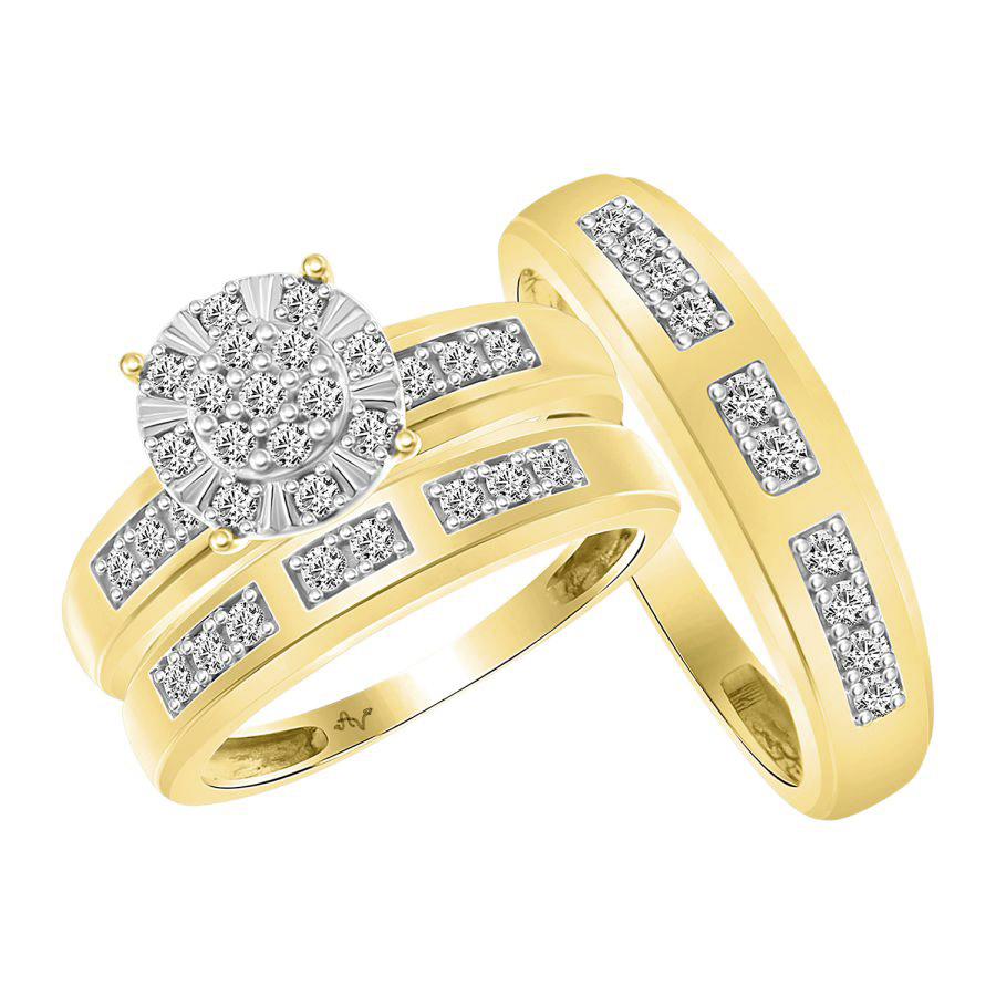 LADIES TRIO SET 0.50CT ROUND DIAMOND 10K YELLOW GOLD 1 LADIES TRIO SET 0.50CT ROUND DIAMOND 10K YELLOW GOLD - Image 1