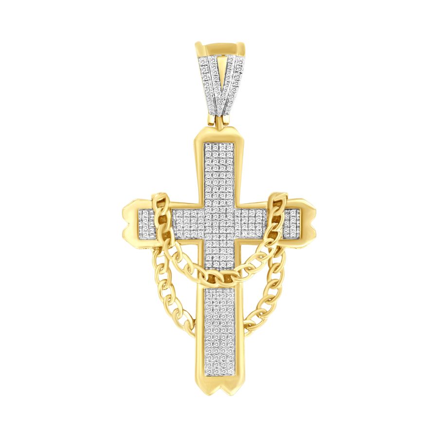MEN'S CHARM 0.50CT ROUND DIAMOND 10K YELLOW GOLD 1 MEN'S CHARM 0.50CT ROUND DIAMOND 10K YELLOW GOLD - Image 1