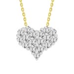 Elegant 10K Yellow Gold Diamond Heart Pendant 0.30Ct Round Diamond Pendant With Chain For Women