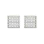 Sterling Silver White 0.10CT Round Diamond Yuva Square Cluster Earrings Women’S Fine Jewelry