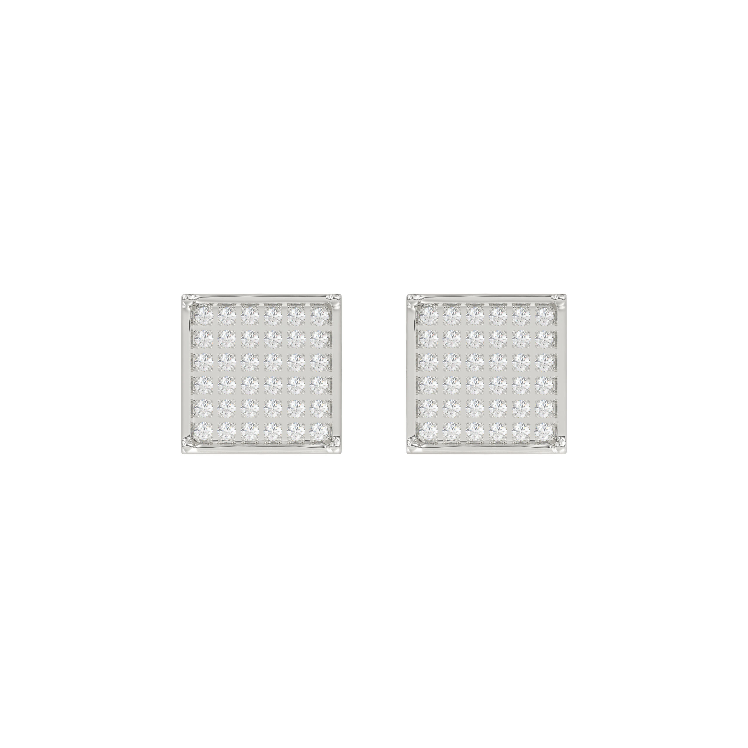 Sterling Silver White 0.25CT Round Diamond Yuva Square Cluster Earrings Women’S Fine Jewelry 1 Sterling Silver White 0.25CT Round Diamond Yuva Square Cluster Earrings Women’S Fine Jewelry - Image 1