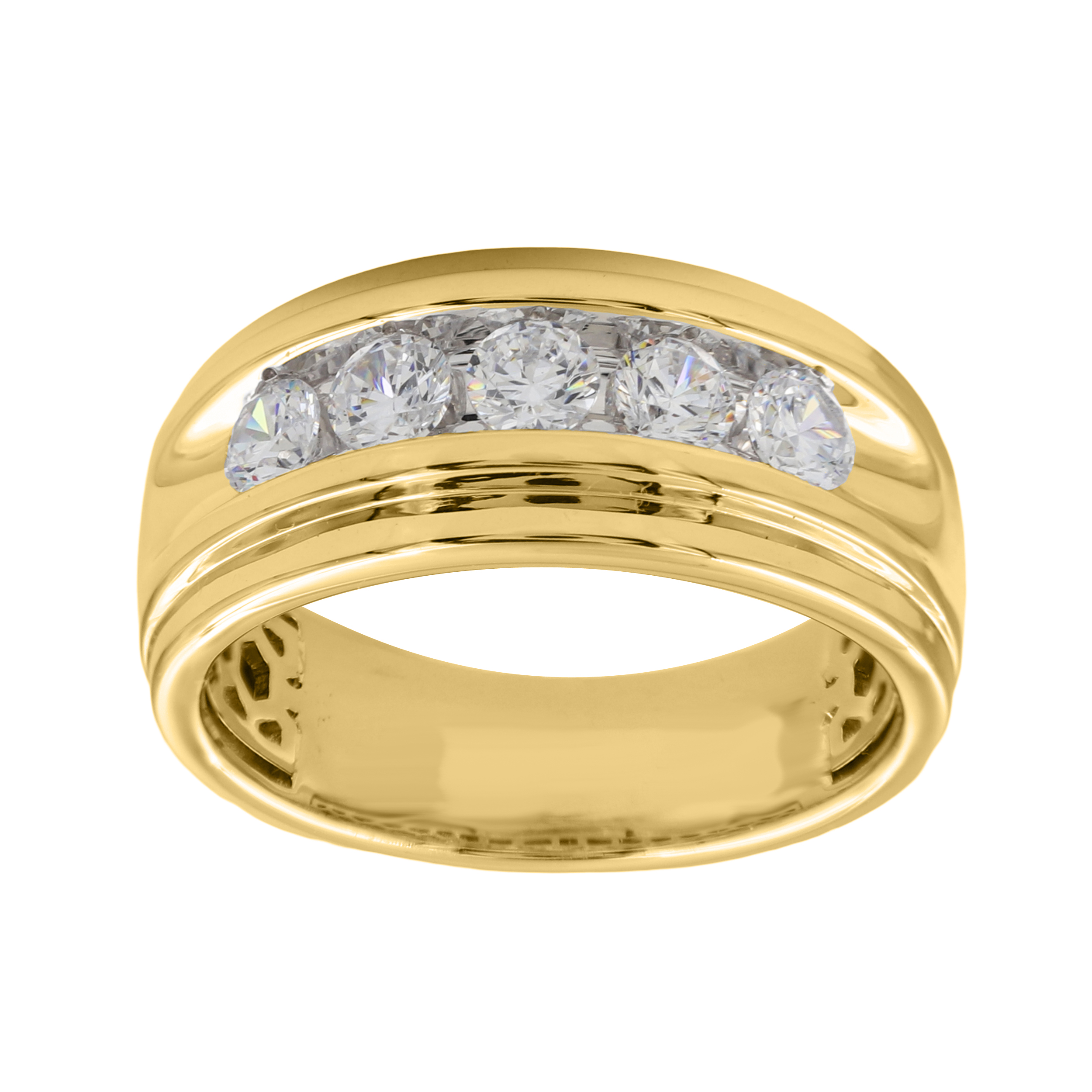 MEN'S BAND 1.00CT ROUND DIAMOND 14K YELLOW GOLD 1 MEN'S BAND 1.00CT ROUND DIAMOND 14K YELLOW GOLD - Image 1