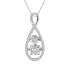 LADIES PENDANT WITH CHAIN 0.25CT ROUND DIAMOND 10K WHITE GOLD