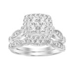 LADIES BRIDAL SET 1.00CT ROUND DIAMOND 14K WHITE GOLD
