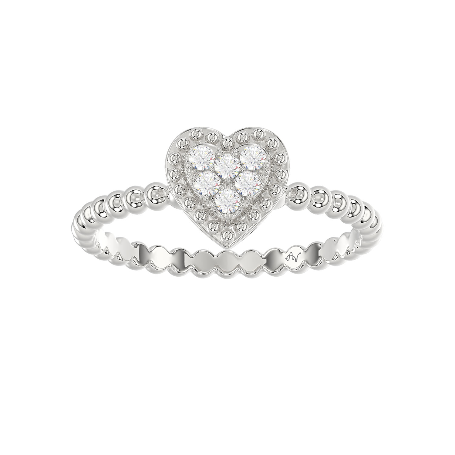 Ladies Halo Ring 0.10Ct Heart Shape Round Diamond Sterling Silver White 1 Ladies Halo Ring 0.10Ct Heart Shape Round Diamond Sterling Silver White - Image 1