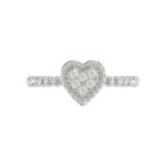 Ladies Halo Ring 0.10Ct Heart Shape Round Diamond Sterling Silver White - Image 5