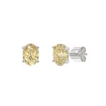 14K WHITE GOLD 2.00CT YELLOW OVAL DIAMOND LADIES EARRINGS - Image 3