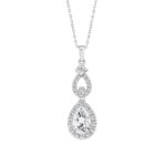 LADIES PENDANT 1 1/2CT ROUND/PEAR DIAMOND 14K WHITE GOLD