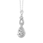 LADIES PENDANT 1 1/2CT ROUND/PEAR DIAMOND 14K WHITE GOLD - Image 3