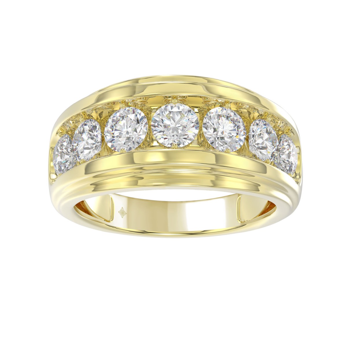 14K YELLOW GOLD 3.00CT ROUND DIAMOND MEN'S BAND 1 14K YELLOW GOLD 3.00CT ROUND DIAMOND MEN'S BAND - Image 1