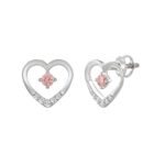 ETERNAL BLUSH COLLECTION LADIES EARRINGS 1/3CT ROUND DIAMOND 14K WHITE GOLD (CENTER STONE PINK ROUND DIAMOND 1/5CT) - Image 3