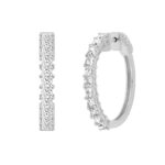 LADIES HOOP EARRINGS 2CT PRINCESS DIAMOND 14K WHITE GOLD - Image 3