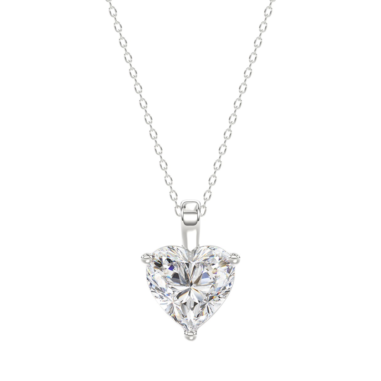 LADIES SOLITAIRE PENDANT WITH CHAIN 2CT HEART DIAMOND 14K WHITE GOLD 1 LADIES SOLITAIRE PENDANT WITH CHAIN 2CT HEART DIAMOND 14K WHITE GOLD - Image 1